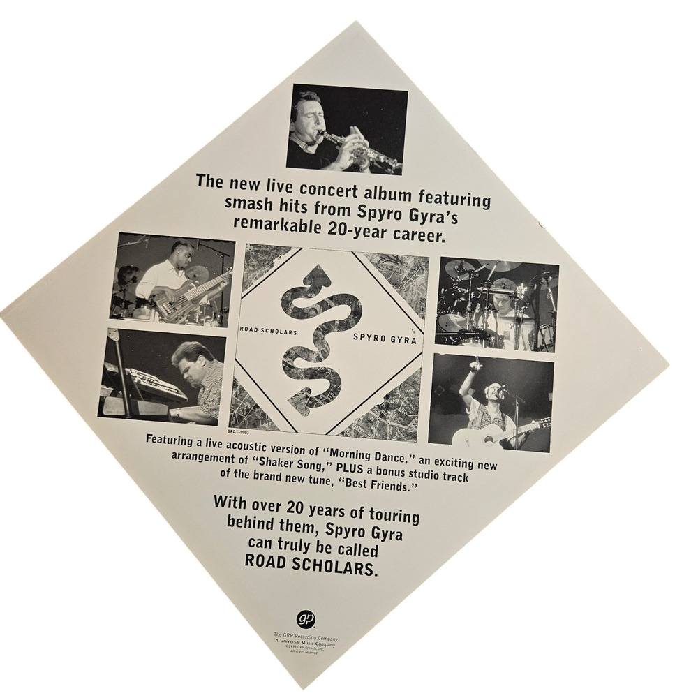 Spyro Gyra Road Scholars 1997 Promo Flat‎ Album Poster 12x12 Double Sided Jazz